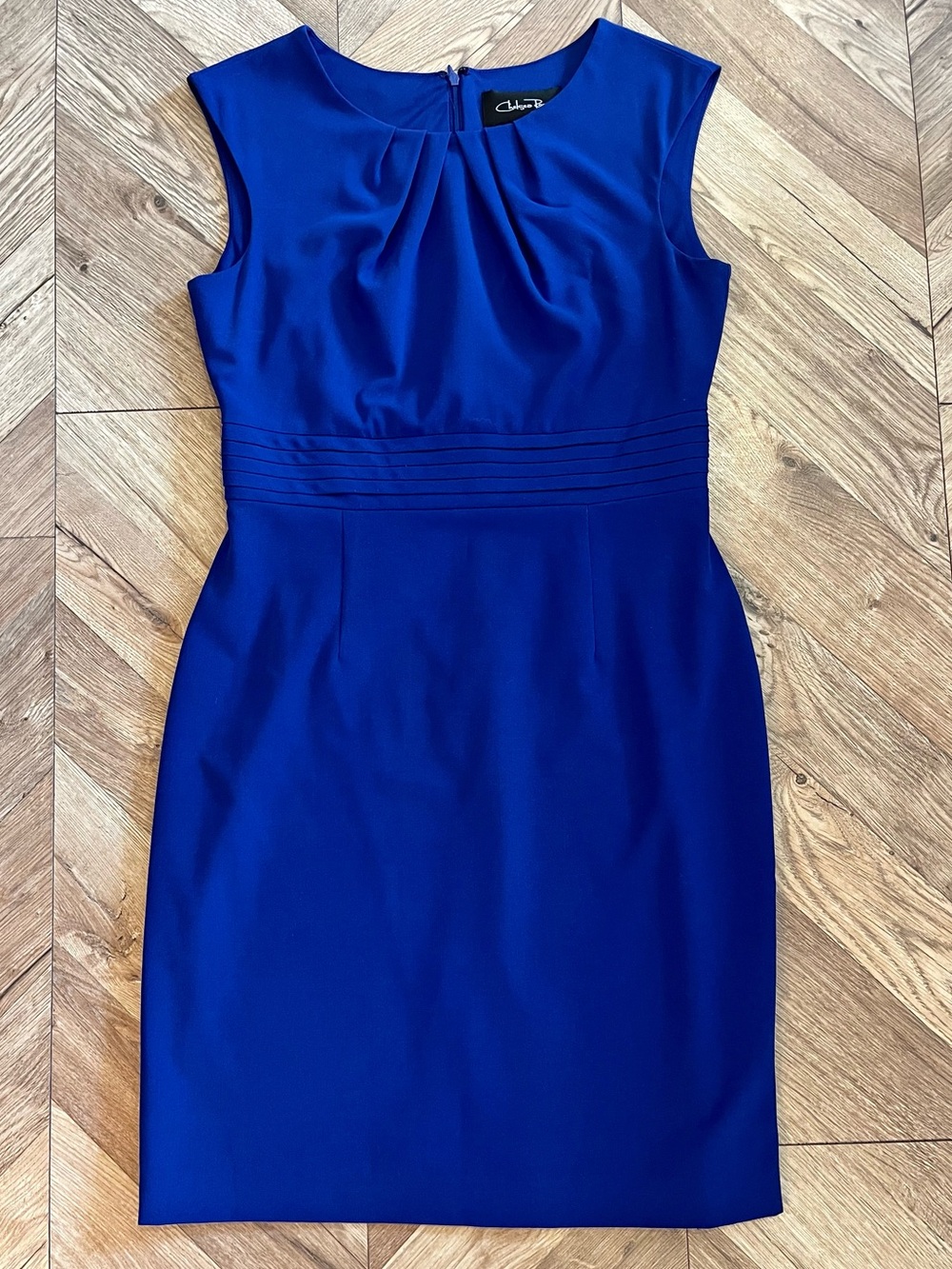 Chelsea Rose Sleeveless Cobalt Pleated Waist Sheath Midi Dress Y2K Size 8